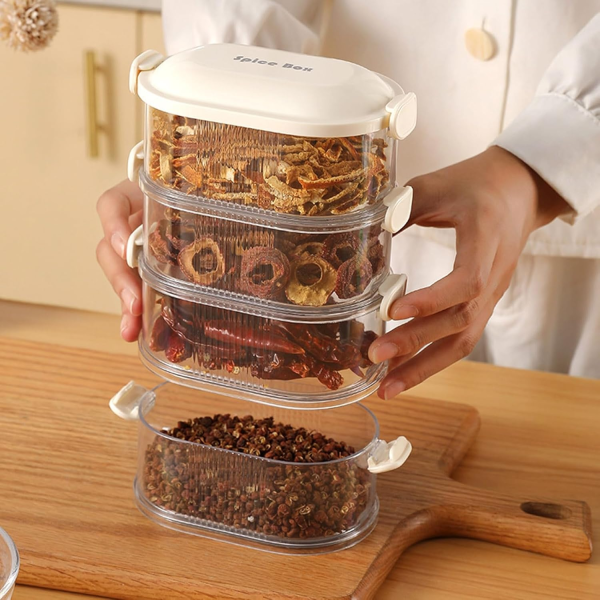 4 Layers Multi-layered Seasoning SpiceStorage Box, Multi Tableware Set Accessories