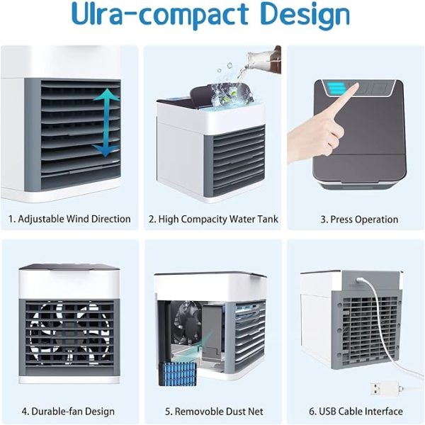Air Ultra Portable Home Air Cooler | Portable Personal Air Conditioner,2x Cooling Power With Night Light Add Ice Cubes For Special Cooling