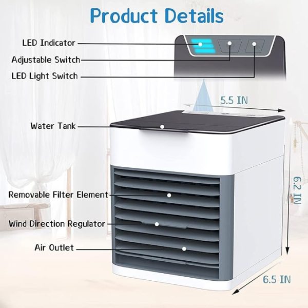 Air Ultra Portable Home Air Cooler | Portable Personal Air Conditioner,2x Cooling Power With Night Light Add Ice Cubes For Special Cooling