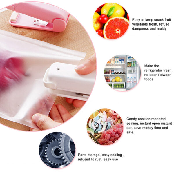 Mini Sealer Home Heat Bag Plastic Food Snacks Bag Sealing Machine Food Packaging Kitchen Storage Bag Clips (random Color)