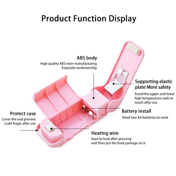 Mini Sealer Home Heat Bag Plastic Food Snacks Bag Sealing Machine Food Packaging Kitchen Storage Bag Clips (random Color)