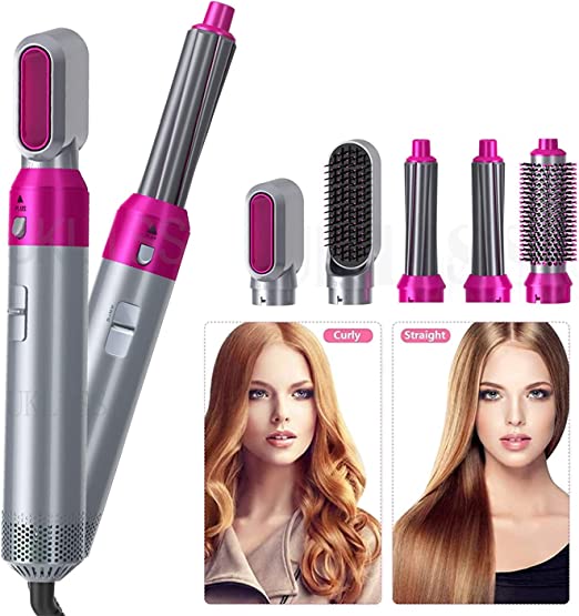 5 In 1 Electric Hair Dryer Brush | Blow Dryer Hair Comb Curling Wand Detachable Brush Kit Negative Ion Straightener Hair Curle