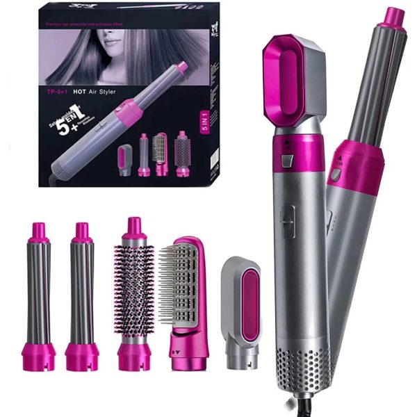 5 In 1 Electric Hair Dryer Brush | Blow Dryer Hair Comb Curling Wand Detachable Brush Kit Negative Ion Straightener Hair Curle