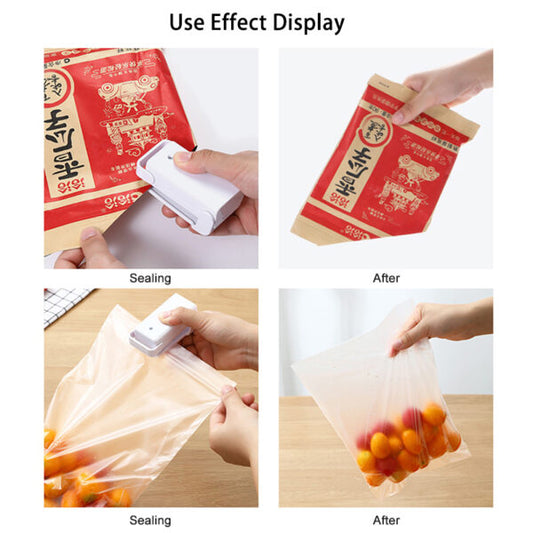 Mini Sealer Home Heat Bag Plastic Food Snacks Bag Sealing Machine Food Packaging Kitchen Storage Bag Clips (random Color)